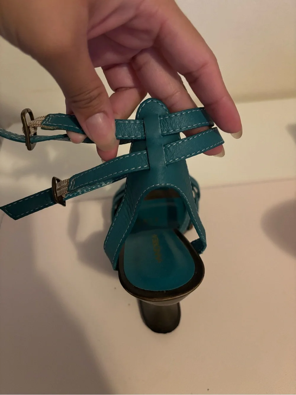 ANDREA FENZI Teal Strappy High Heel Sandals